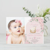 かわいいちびドゥリングの桜のお誕生日 1歳 招待状 (スタンド正面)