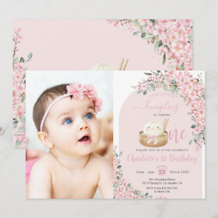 かわいいちびドゥリングの桜のお誕生日 1歳 招待状