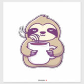 かわいいちびナマケモノとコーヒーマグ � かわいい眠そうなA シール (シート)