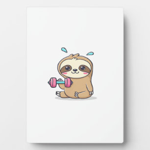 かわいいちびナマケモノのトレーニング かわいいジムのキャラクター フォトプラーク