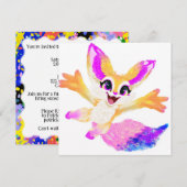 かわいいちびパーティーのマスコット 招待状 (正面/裏面)