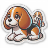 かわいいちびビーグル・パピー2匹 シール (正面)