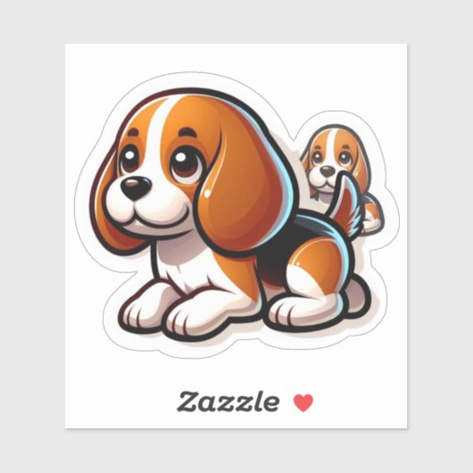 かわいいちびビーグル・パピー2匹 シール (シート)