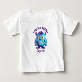 かわいいちびモンスター パープルホーンズ オーダーメイド ベビーTシャツ