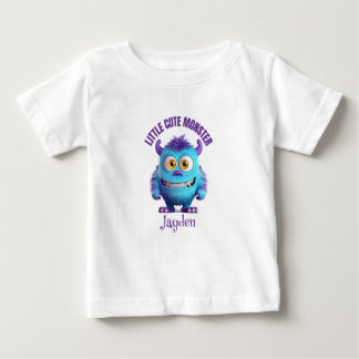かわいいちびモンスター パープルホーンズ オーダーメイド ベビーTシャツ