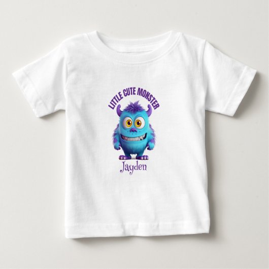 かわいいちびモンスター パープルホーンズ オーダーメイド ベビーTシャツ (正面)