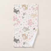 かわいいちび猫と桜 バスタオルセット (ハンドタオル)