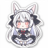 かわいいちび猫ゴシックロリタアニメステッカー シール (正面)