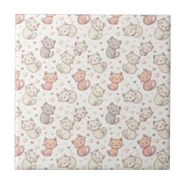 かわいいちび猫パターン - キッズ向けかわいい子猫デザイン タイル