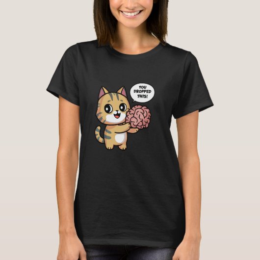 かわいいちび猫 落としたよ Tシャツ (正面)