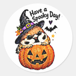 かわいいちび雀のかぼちゃハロウィン ラウンドシール