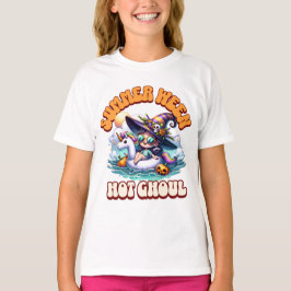 かわいいちび魔女ユニコーンフロートサマーウィーンガール Tシャツ