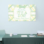 かわいいちょうネクタイ、それは男の子、格子縞のベビーシャワーです 横断幕 (トレードショー)