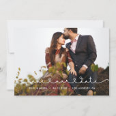 かわいいつなぎハート救フォントデート写真アン 案内状 (正面)