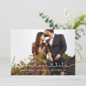 かわいいつなぎハート救フォントデート写真アン 案内状 (スタンド正面)