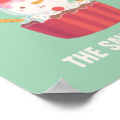 かわいいつや消しザ雪だるまカップケーキクリスマスデカール ポスター (角)