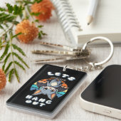 かわいいつるこうもりとレトロの夕日 | 出てくつるれ キーホルダー (正面右)