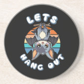 かわいいつるこうもりとレトロの夕日 | 出てくつるれ コースター (正面)