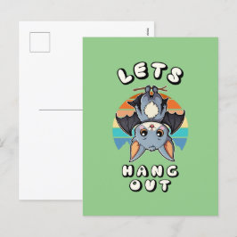 かわいいつるこうもりとレトロの夕日 | 出てくつるれ シーズンポストカード