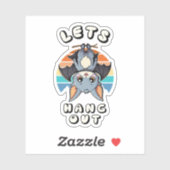 かわいいつるこうもりとレトロの夕日 | 出てくつるれ シール (シート)