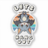 かわいいつるこうもりとレトロの夕日 | 出てくつるれ シール (正面)