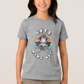 かわいいつるこうもりとレトロの夕日 | 出てくつるれ トライブレンドＴシャツ (正面)