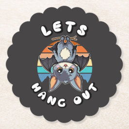 かわいいつるこうもりとレトロの夕日 | 出てくつるれ ペーパーコースター