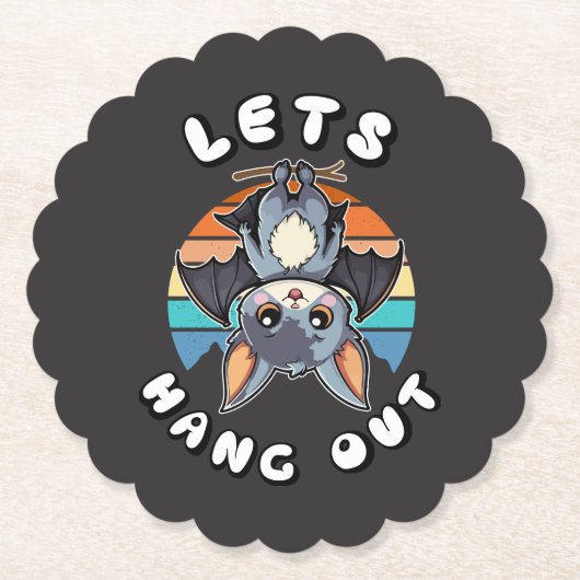 かわいいつるこうもりとレトロの夕日 | 出てくつるれ ペーパーコースター (正面)