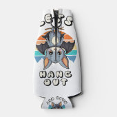 かわいいつるこうもりとレトロの夕日 | 出てくつるれ ボトルクーラー (裏面)