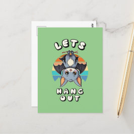 かわいいつるこうもりとレトロの夕日 | 出てくつるれ ポストカード