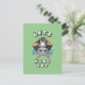 かわいいつるこうもりとレトロの夕日 | 出てくつるれ ポストカード (スタンド正面)