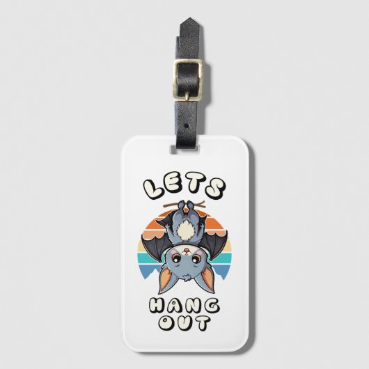 かわいいつるこうもりとレトロの夕日 | 出てくつるれ ラゲッジタグ (正面縦)