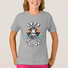 かわいいつるこうもりとレトロの夕日 | 出てくつるれ Tシャツ