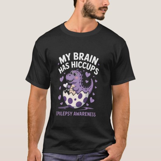 かわいいてんかん啓発ベビー 脳にしゃっくり Tシャツ (正面)