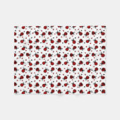 かわいいてんとう虫およびハートパターン フリースブランケット (正面(横))