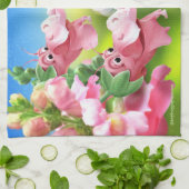 かわいいてんとう虫およびフレンドリーで急なドラゴンTタオル キッチンタオル (折り畳み)