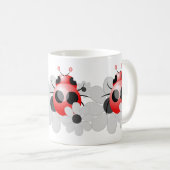かわいいてんとう虫および白黒デイジー コーヒーマグカップ (正面右)