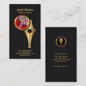 かわいいてんとう虫のカラフルなフラワーチャイルドの作家 名刺 (正面/裏面)