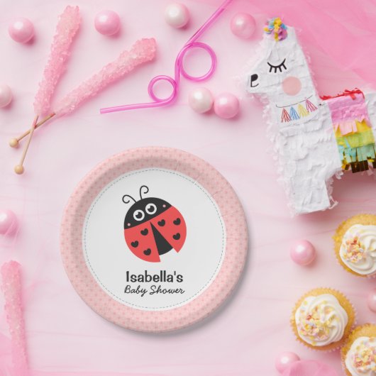 かわいいてんとう虫の女の子のベビーシャワーのパーティーの供給 ペーパープレート (パーティー)