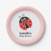かわいいてんとう虫の女の子のベビーシャワーのパーティーの供給 ペーパープレート (正面)