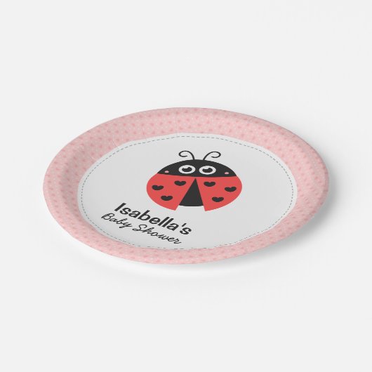 かわいいてんとう虫の女の子のベビーシャワーのパーティーの供給 ペーパープレート (アングル)