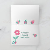 かわいいてんとう虫の女の子の誕生日 カード (内部)