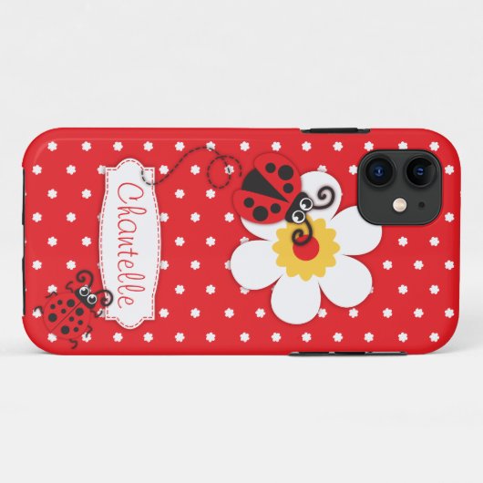 かわいいてんとう虫の女の子は赤いiphone 5の箱を示します Case-Mate iPhoneケース (裏面(横))