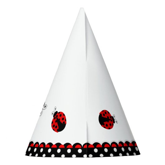 かわいいてんとう虫の第1誕生日の水玉模様は|数を示します パーティーハット (裏面)