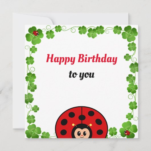 かわいいてんとう虫の誕生日カード (正面)