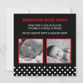 かわいいてんとう虫の赤く及び黒いベビーの写真の発表 案内状 (裏面)