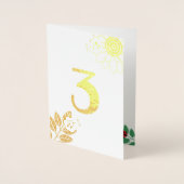 かわいいてんとう虫の金ゴールドホイル数誕生日 箔カード (正面)