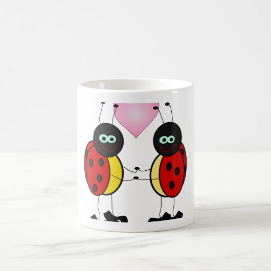 かわいいてんとう虫の陶器マグカップ コーヒーマグカップ (中央)