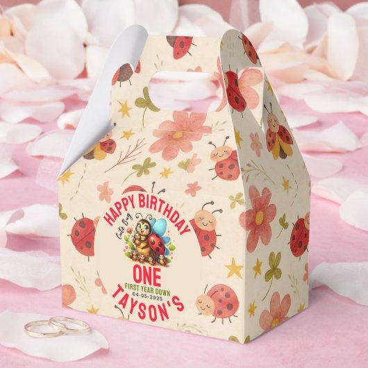 かわいいてんとう虫の1歳の誕生日 | 昆虫テーマパーティー フェイバーボックス (ウェディング)