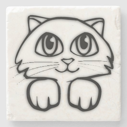 かわいいでっかい目猫 ストーンコースター (正面)